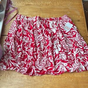 Knox Rose Red and White floral skirt